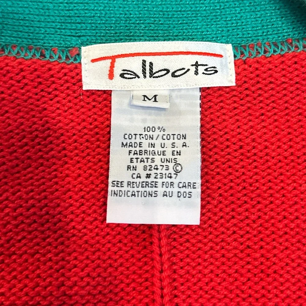 Talbots Colorful Women's Cardigan‎ with Red, Yellow, and Navy - Picture 4 of 4